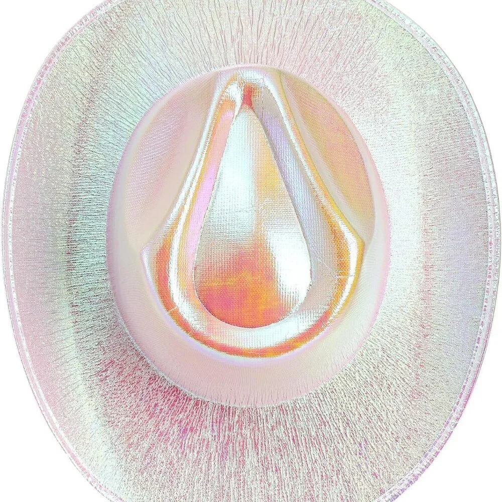 Set of 4 Holographic Space Cowgirl Hats Glitter Neon Party Costumes for Women